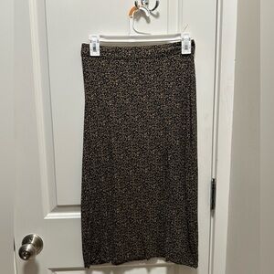 American eagle midi skirt black with tan floral print
